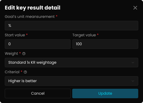 Edit Key Result Details