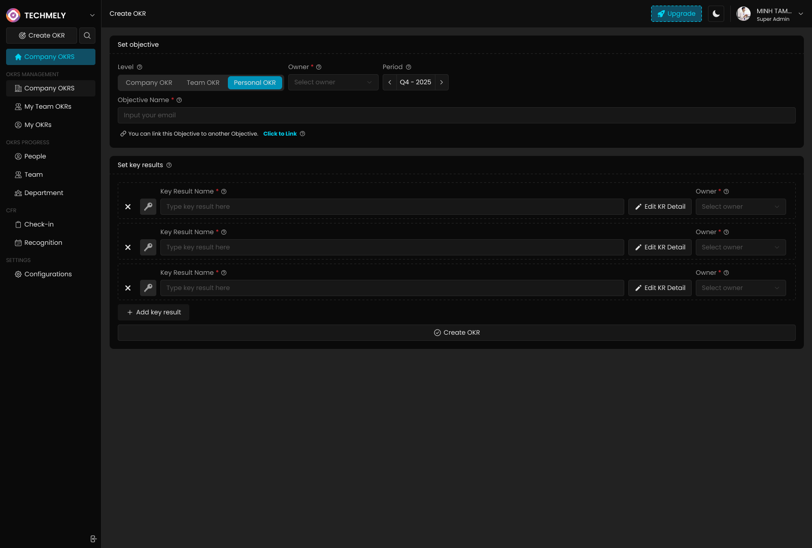 Create Personal OKR Interface