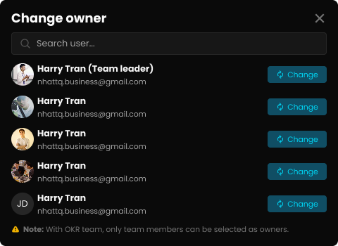 Team-Level Owner Change